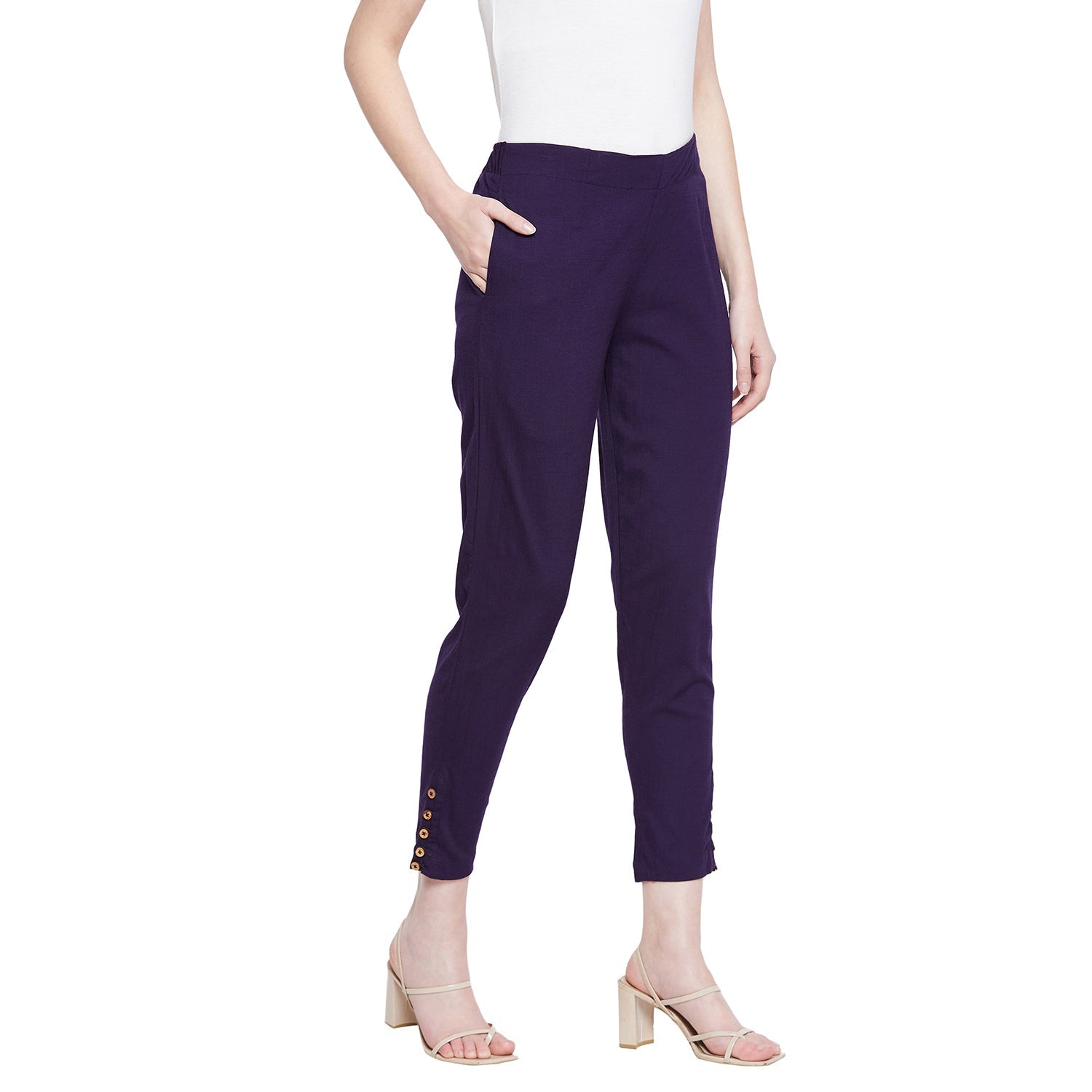 Maroon Button Pant