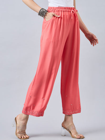 Peach Embellished Palazzo