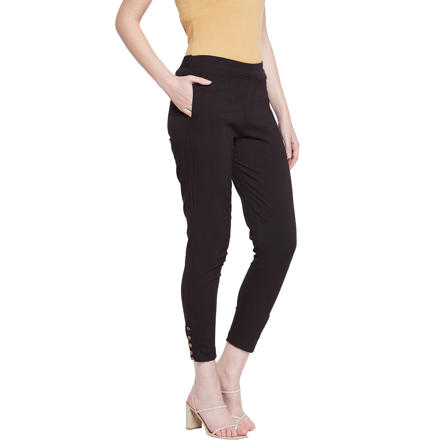 Light Grey Regular Fit Kurti Pant Black M