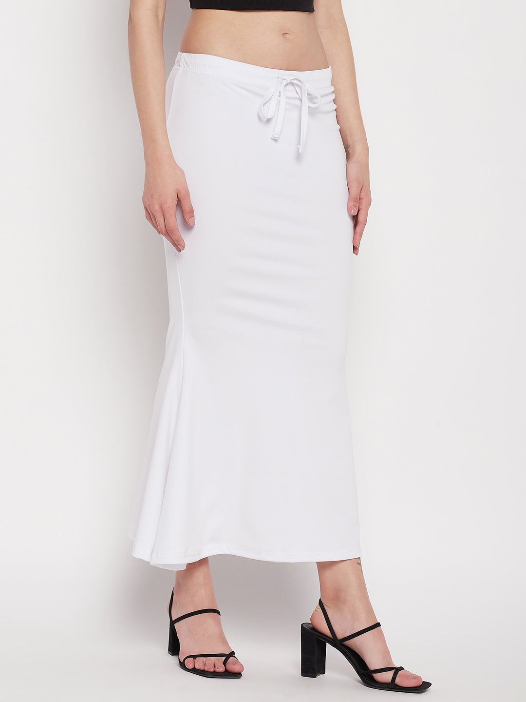 Poly Cotton Lycra Petticoat Saree Shapewear Inskirt - White – The