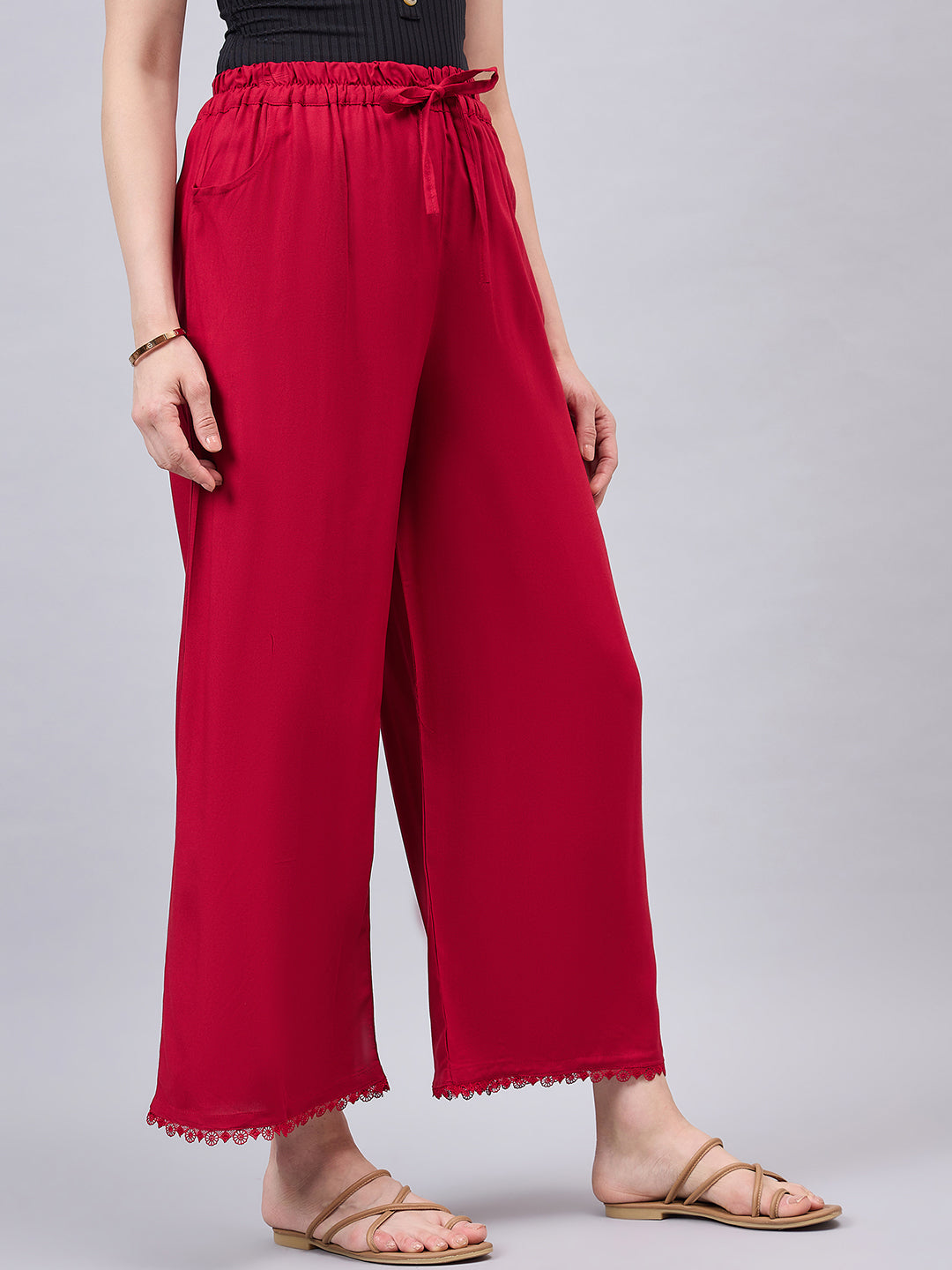 Maroon Lace Palazzos