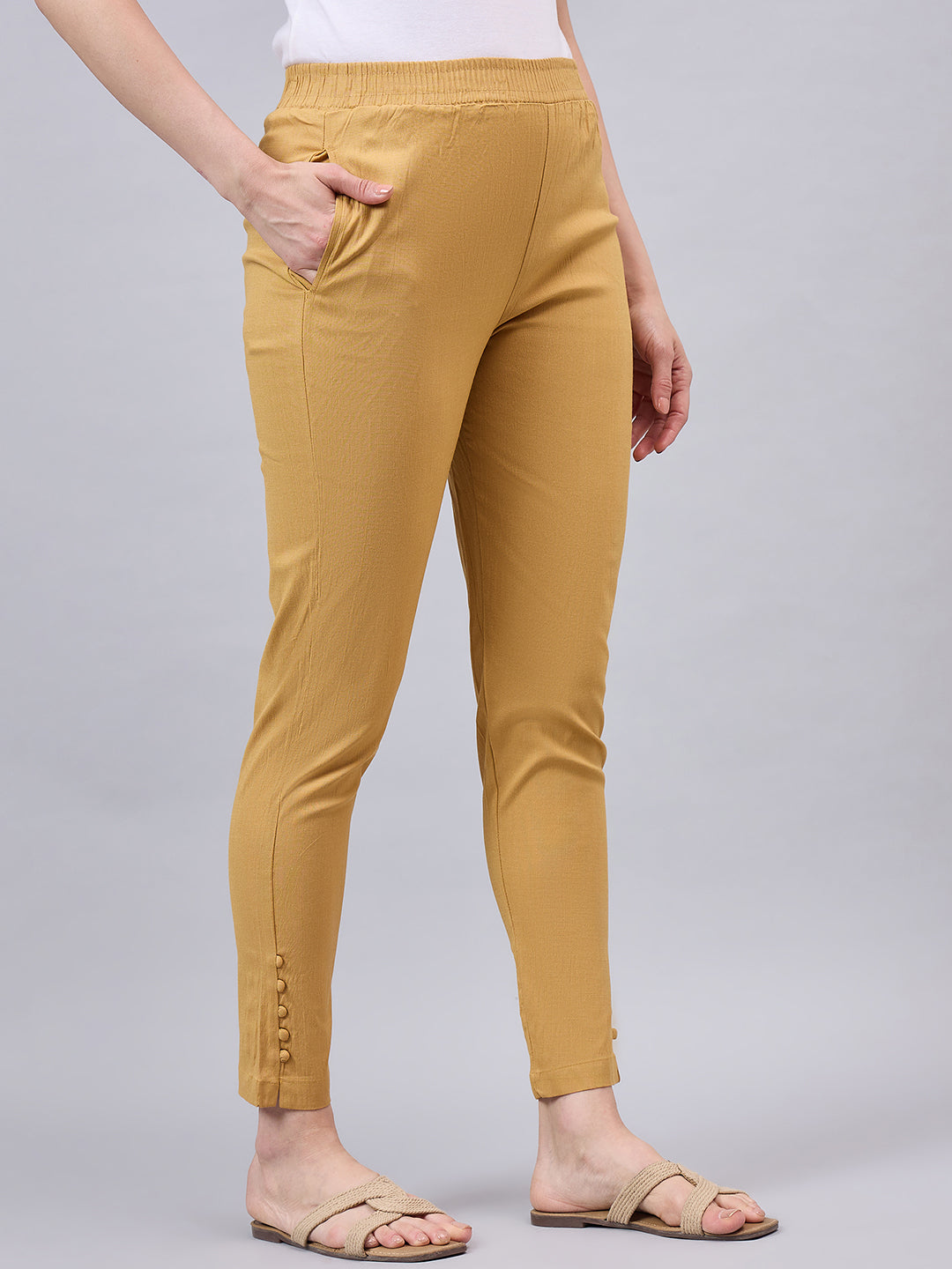 Gold Regular Fit Potli Pants