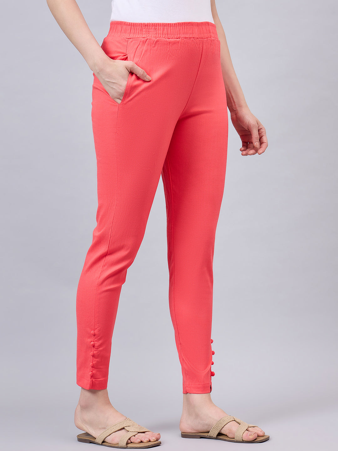 Baby Pink Regular Fit Potli Pants