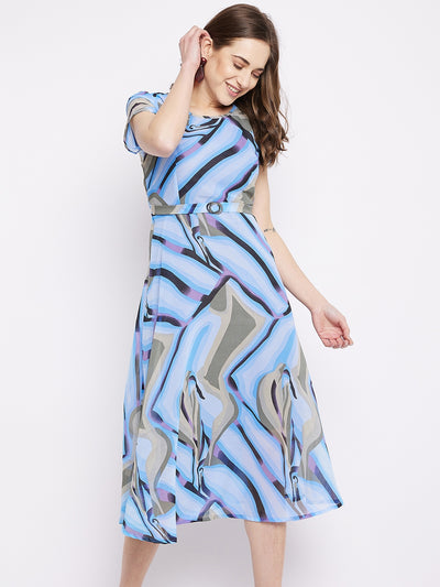 Round neck short dresses . blue 2XL