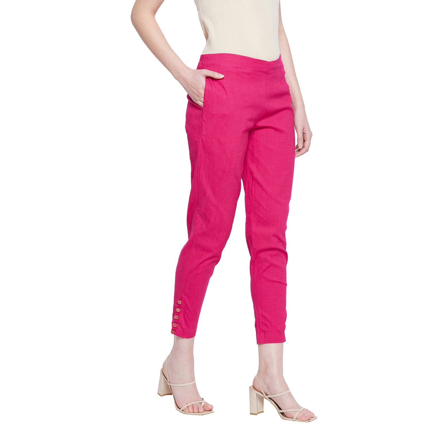 Relaxed Fit Ankle Length Dark Peach Trouser