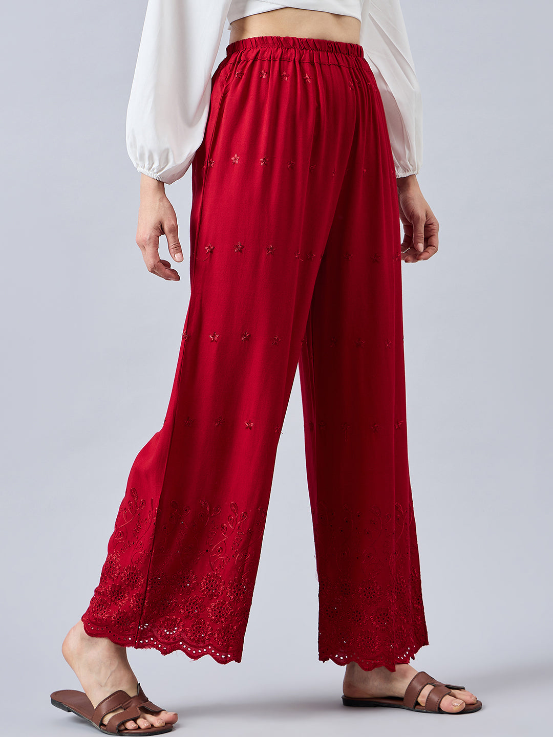 Maroon Chikankari Palazzo