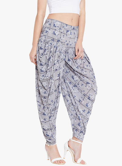 Lilac Floral Printed Dhoti