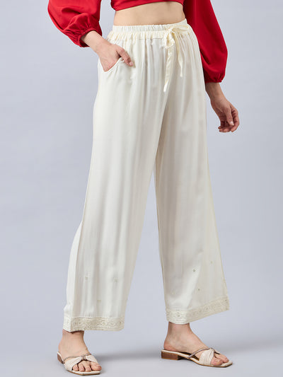 Off White Embellished Palazzo