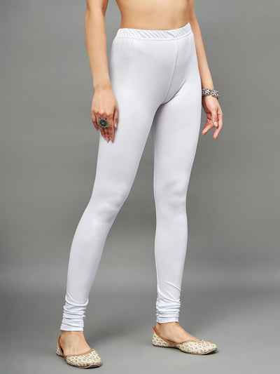 Silver Shimmer Leggings - Ankle Length 3XL