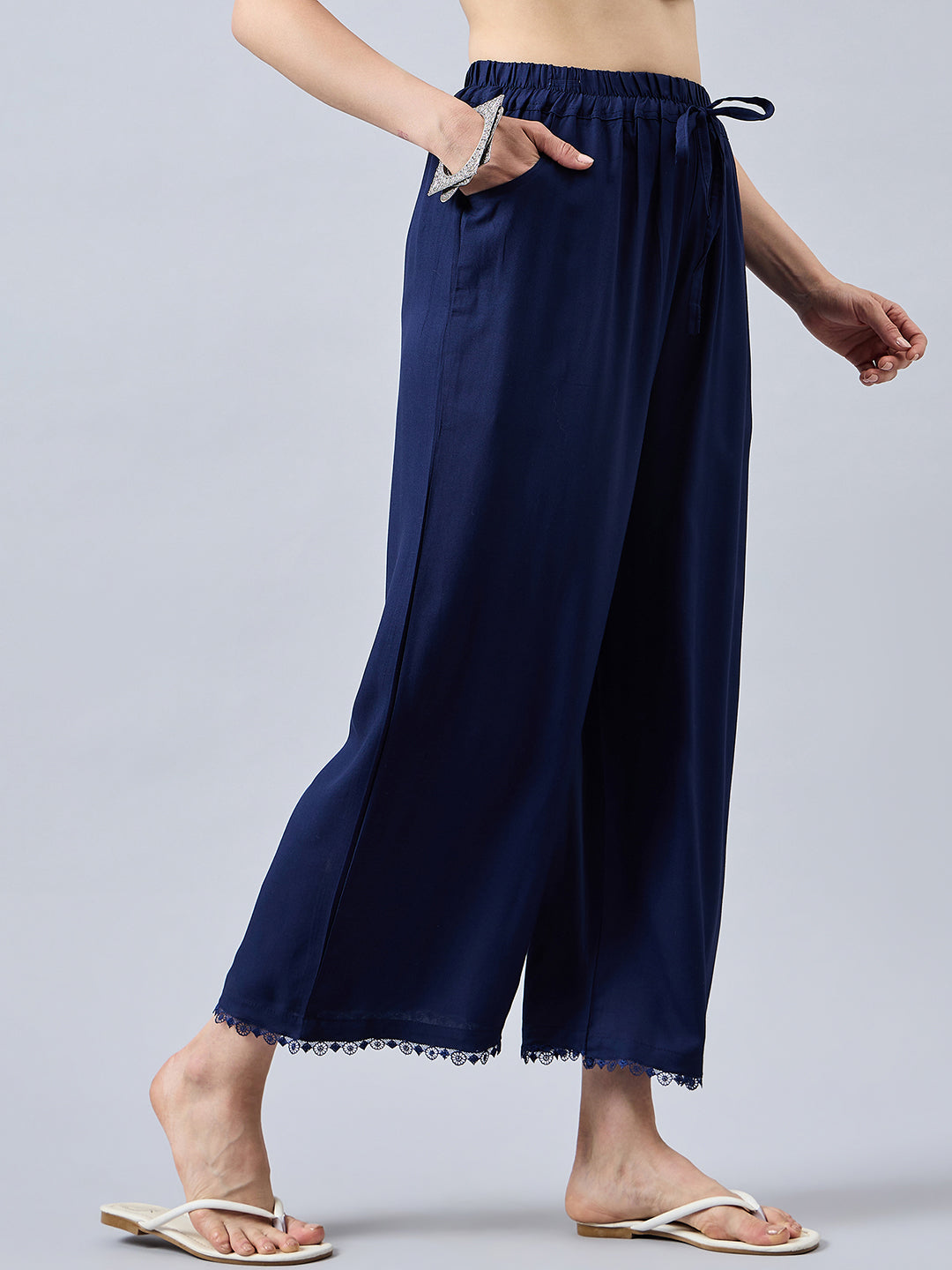 Navy Blue Lace Palazzos