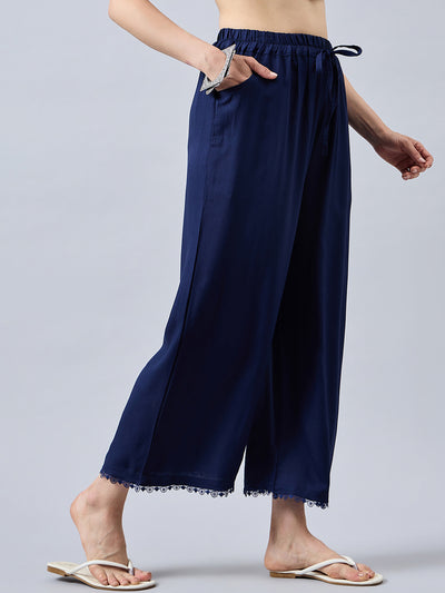 Navy Blue Lace Palazzos