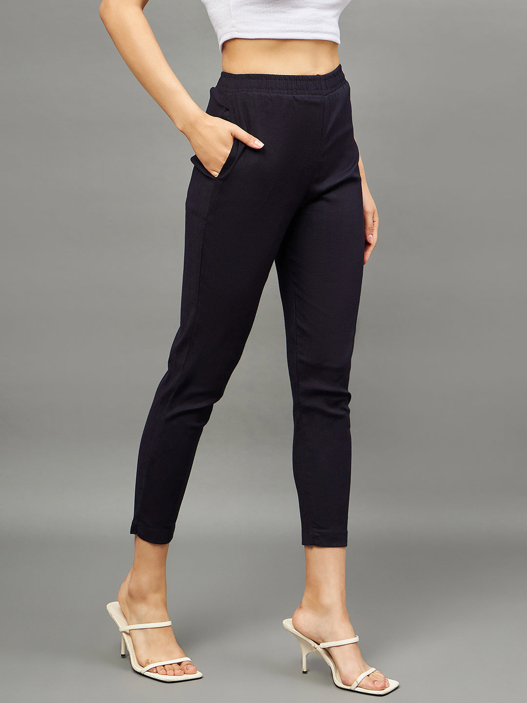 Navy Blue Colour Straight Pant 2XL