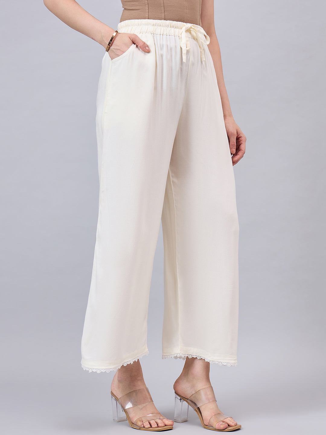 Off-White Lace Palazzos