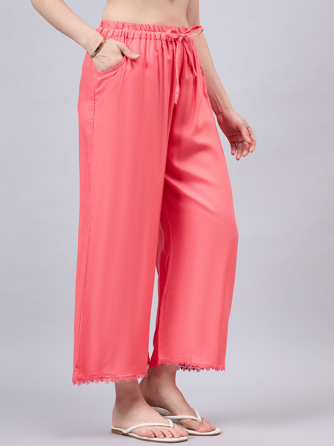 Peach Lace Palazzos