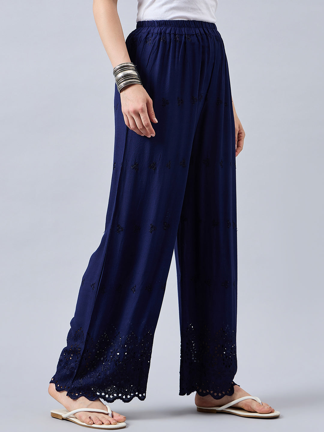 Navy Blue Chikankari Palazzo