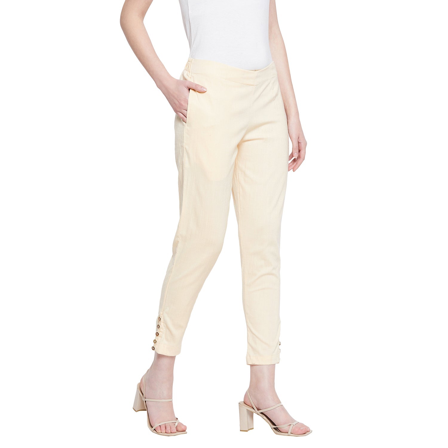Peach Button Pant