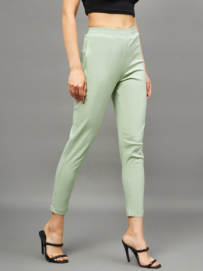 Pista Green Colour Straight Pant 2XL