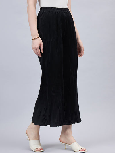 Black Pleated Chiffon Palazzo
