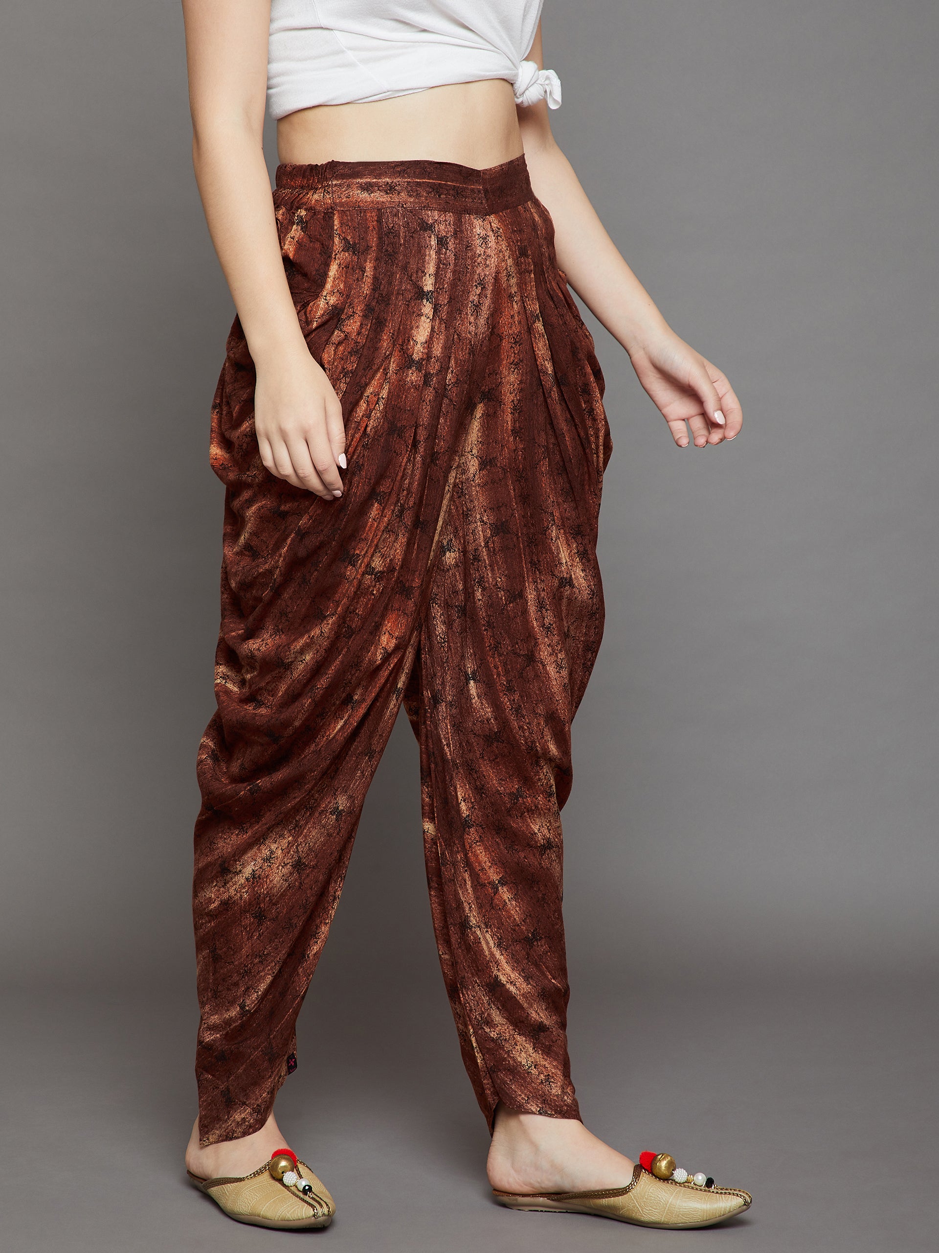 Brown Printed Dhoti