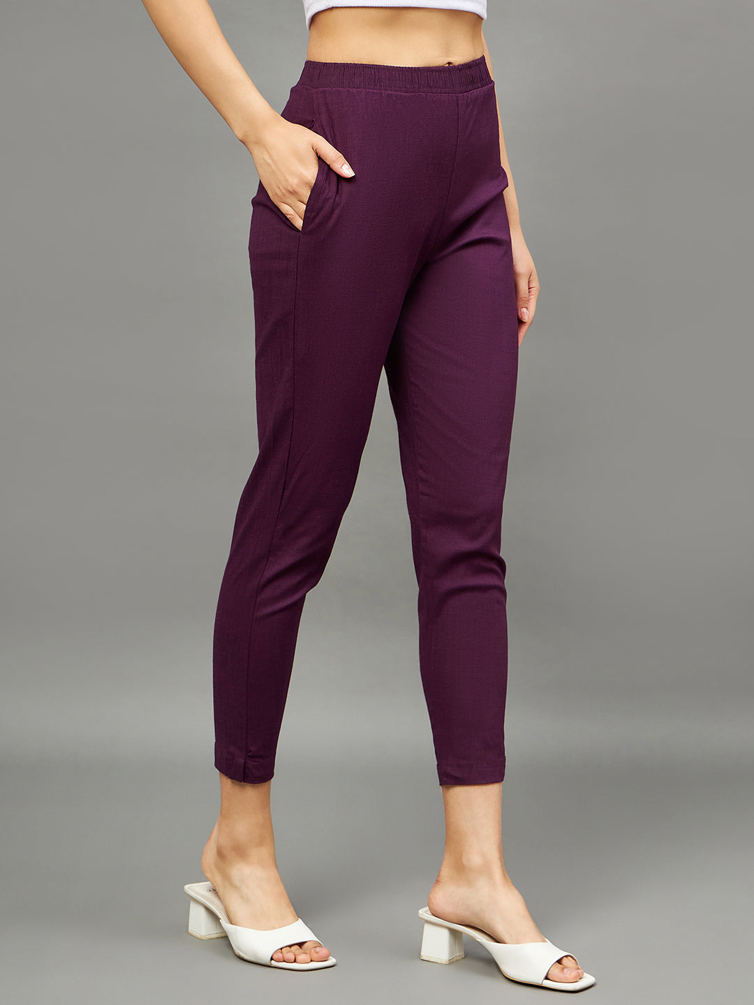 Purple Cotton Ethnic Wear Churidar Leggings For Women'S - Naari - 2770565