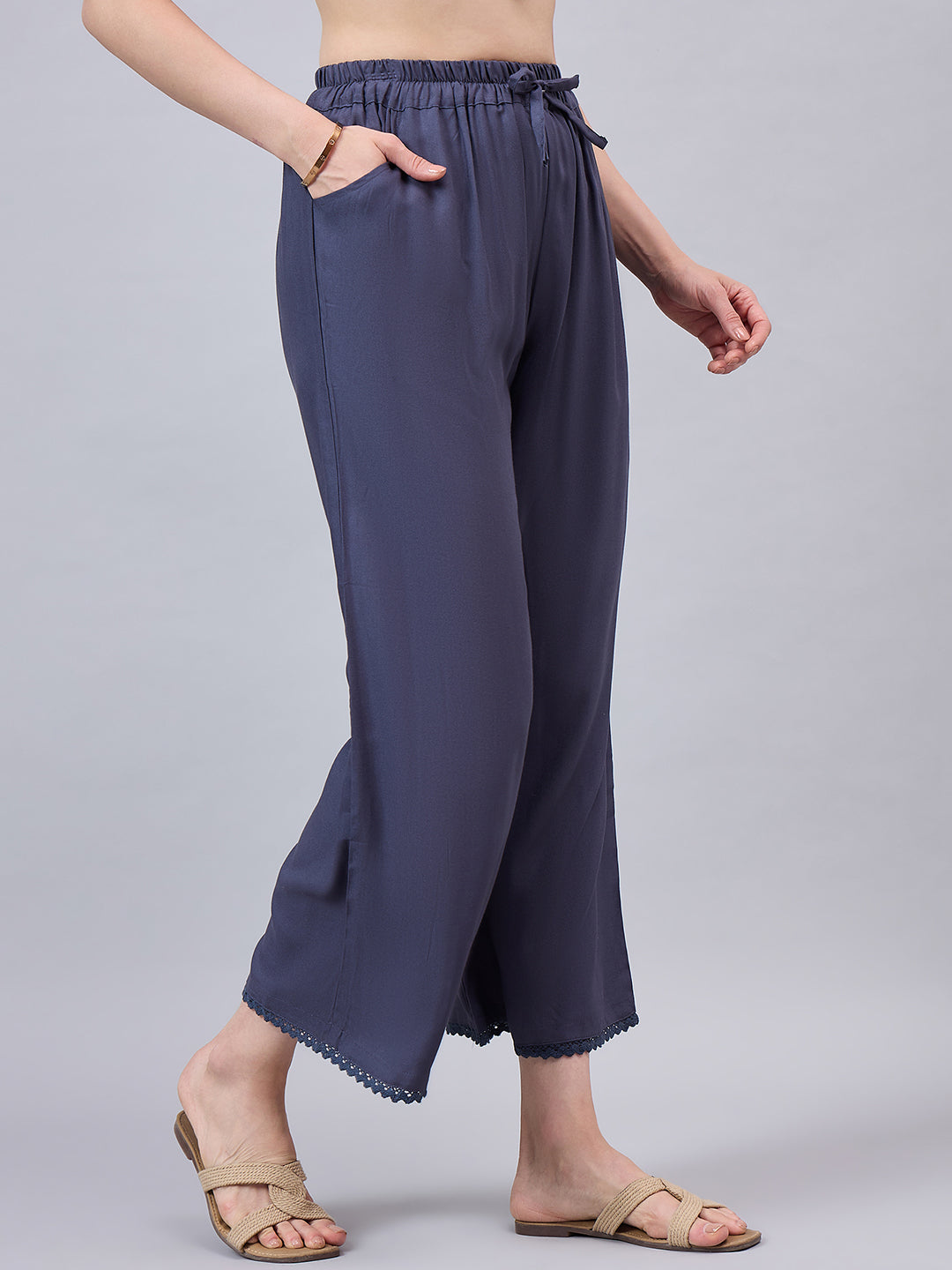 Dark Grey Lace Palazzos