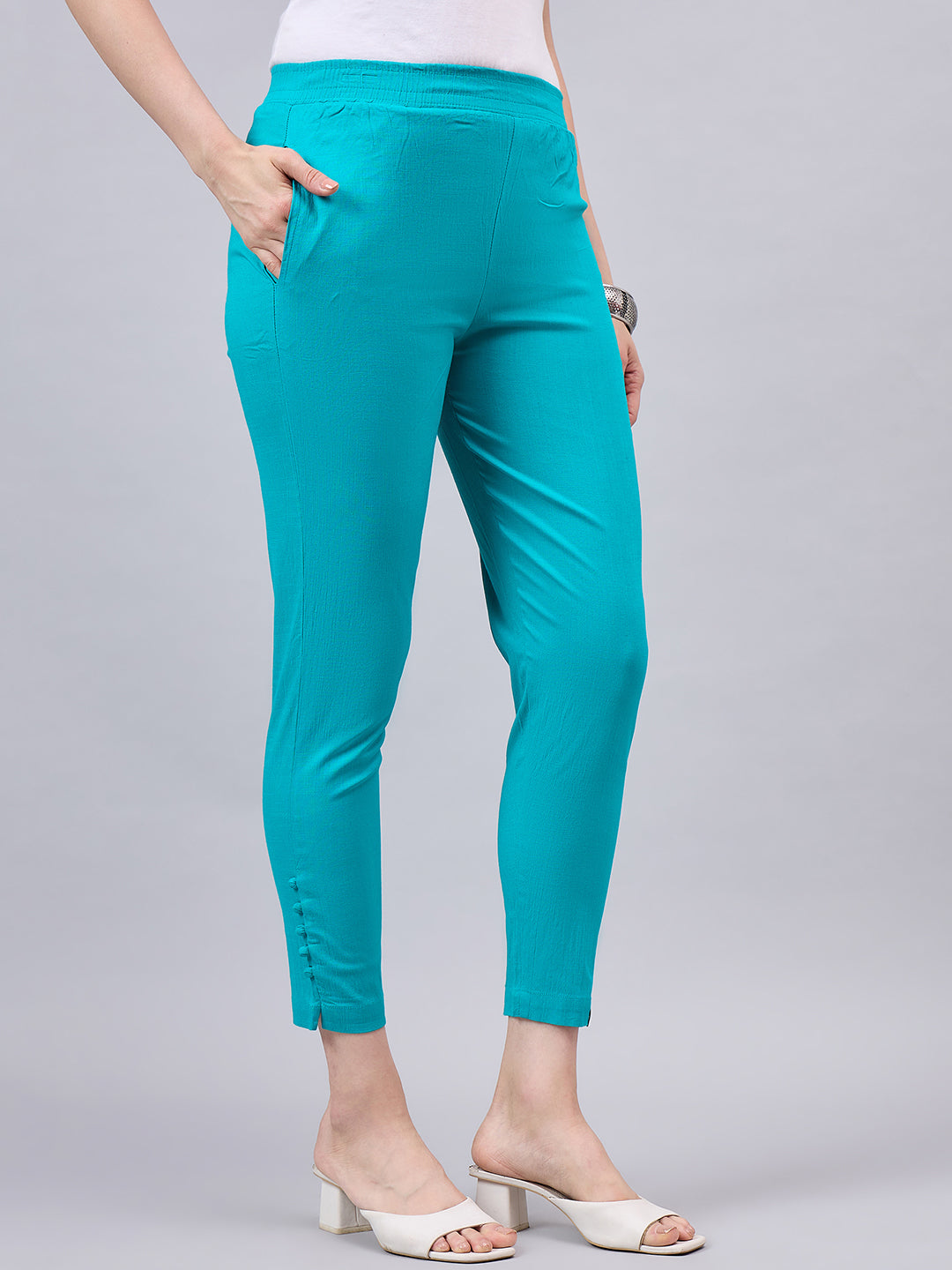 Baby Pink Regular Fit Potli Pants