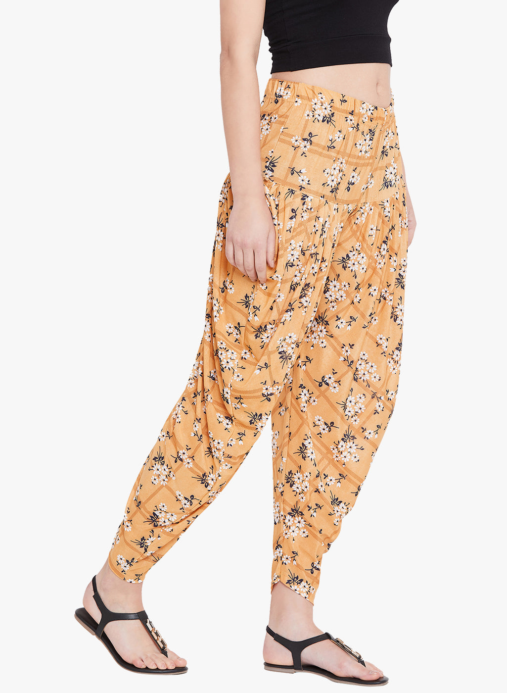 Peach Floral Printed Dhoti