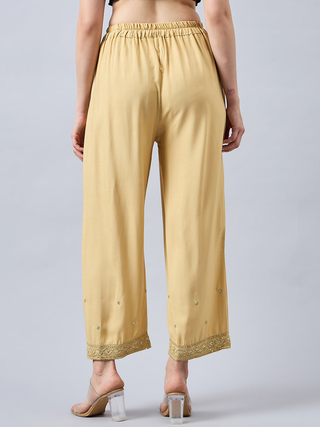 Beige Embellished Palazzo