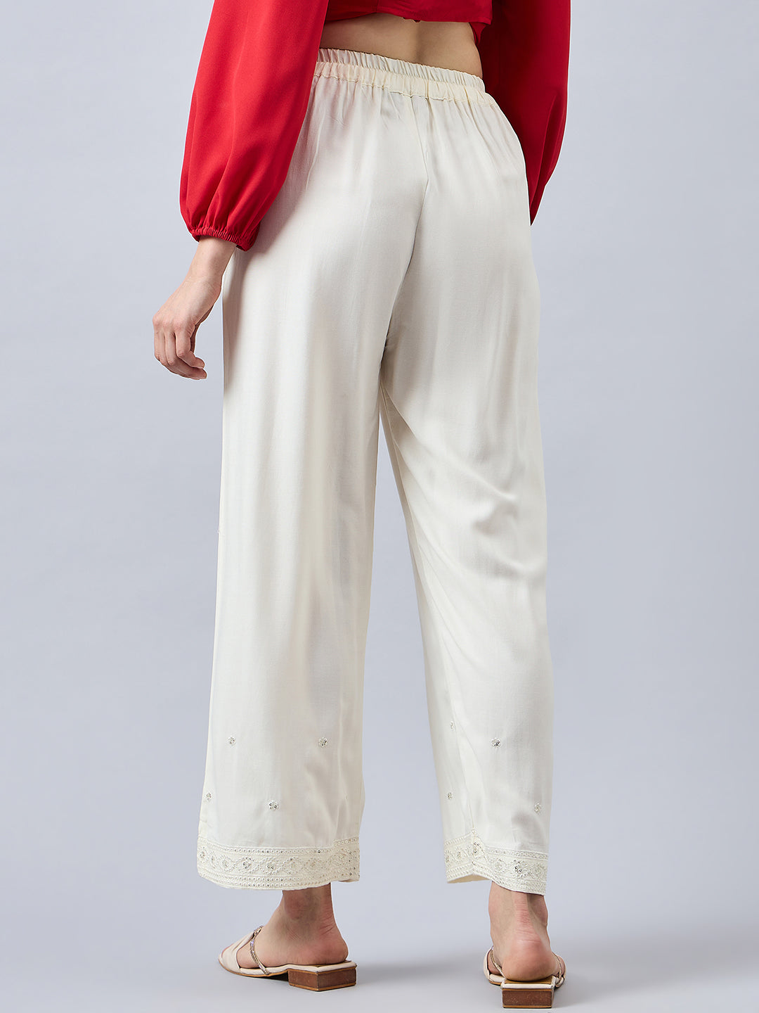 Off White Embellished Palazzo