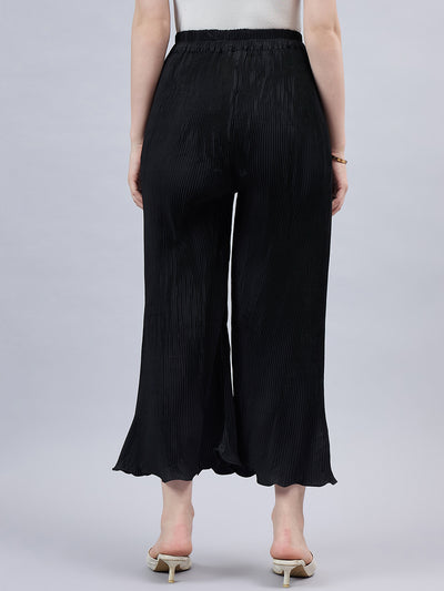 Black Pleated Chiffon Palazzo