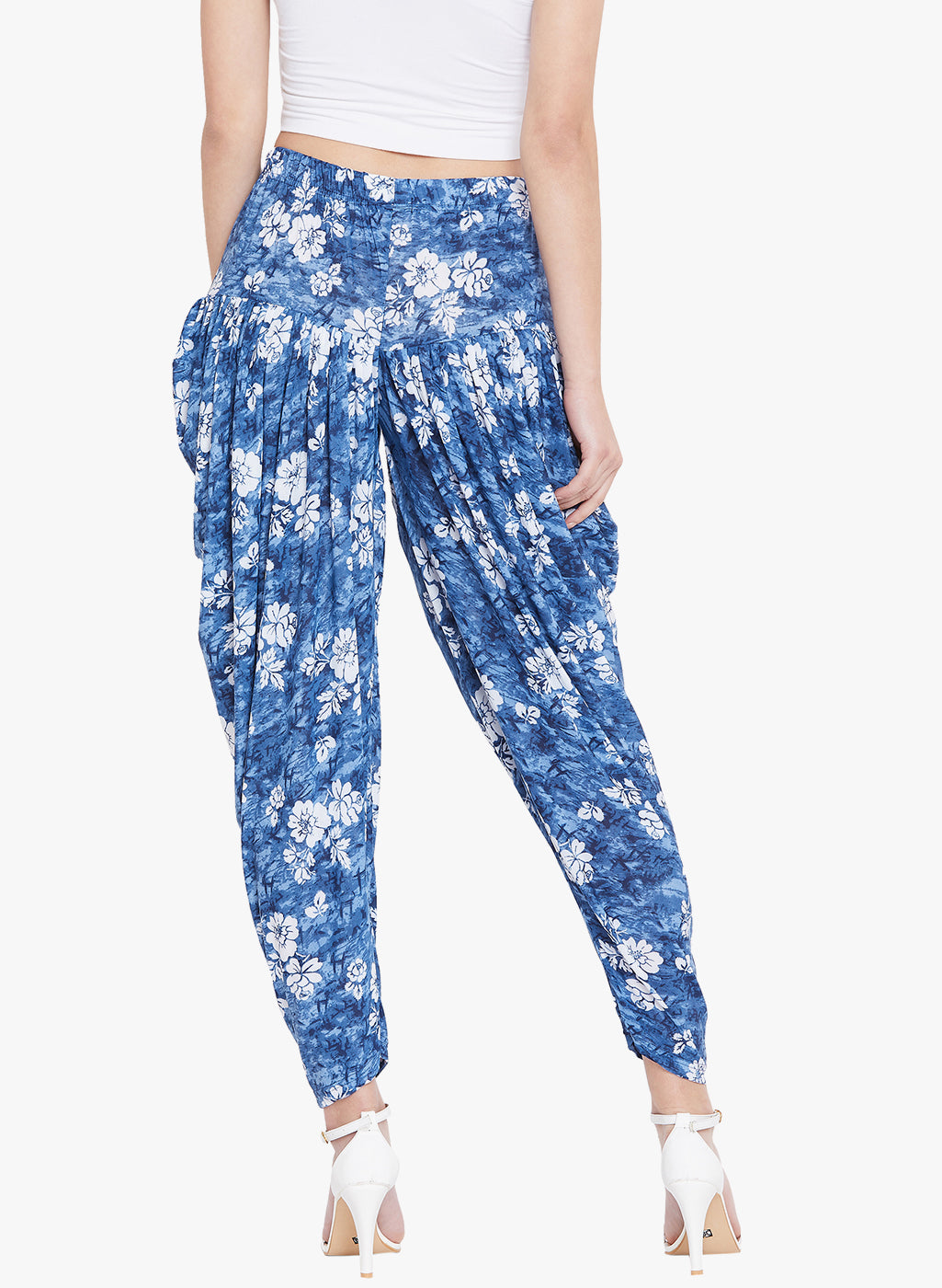 Floral Blue Printed Dhoti