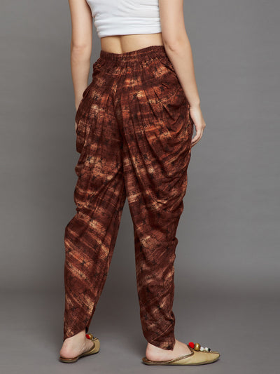 Brown Printed Dhoti