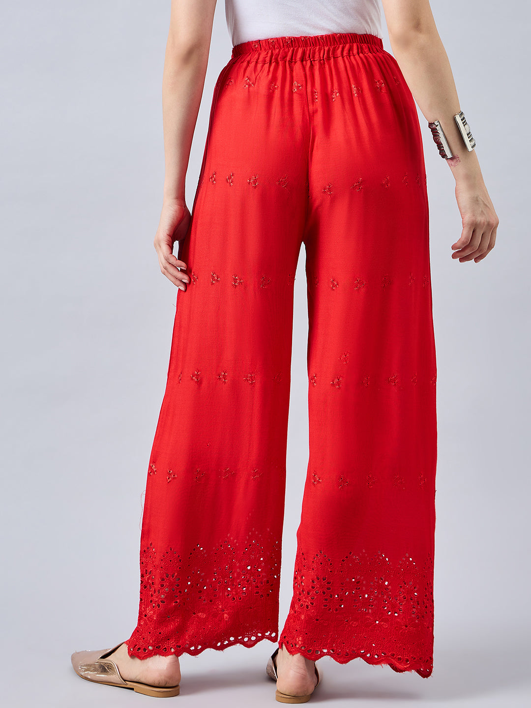 Red Chikankari Palazzo