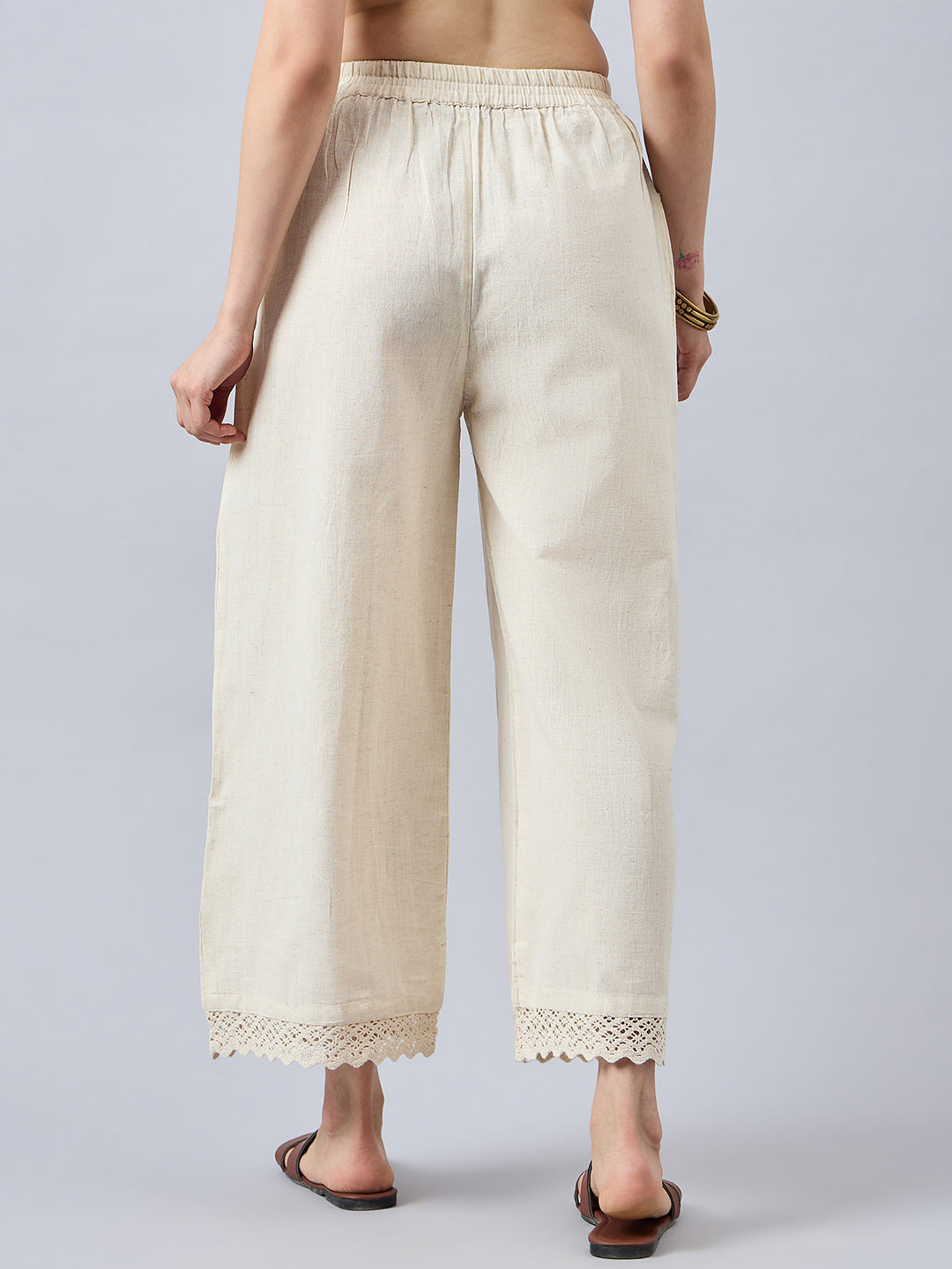 Cotton Palazzo With Lace Detailing