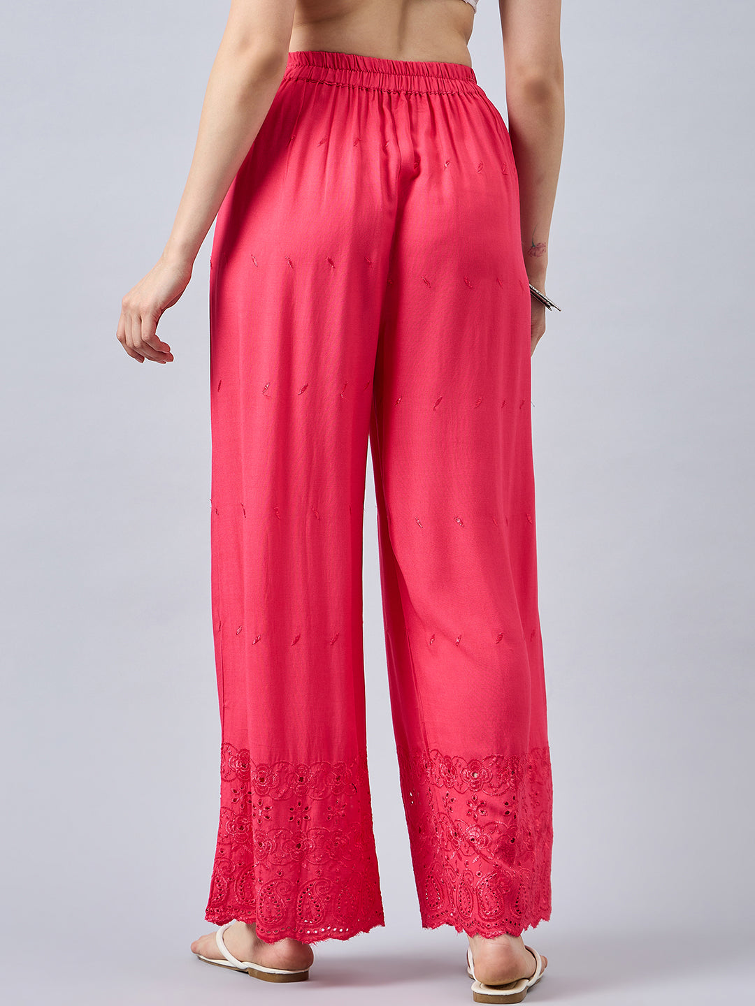 Peach Chikankari Palazzo