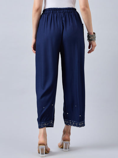 Navy Blue Embellished Palazzo
