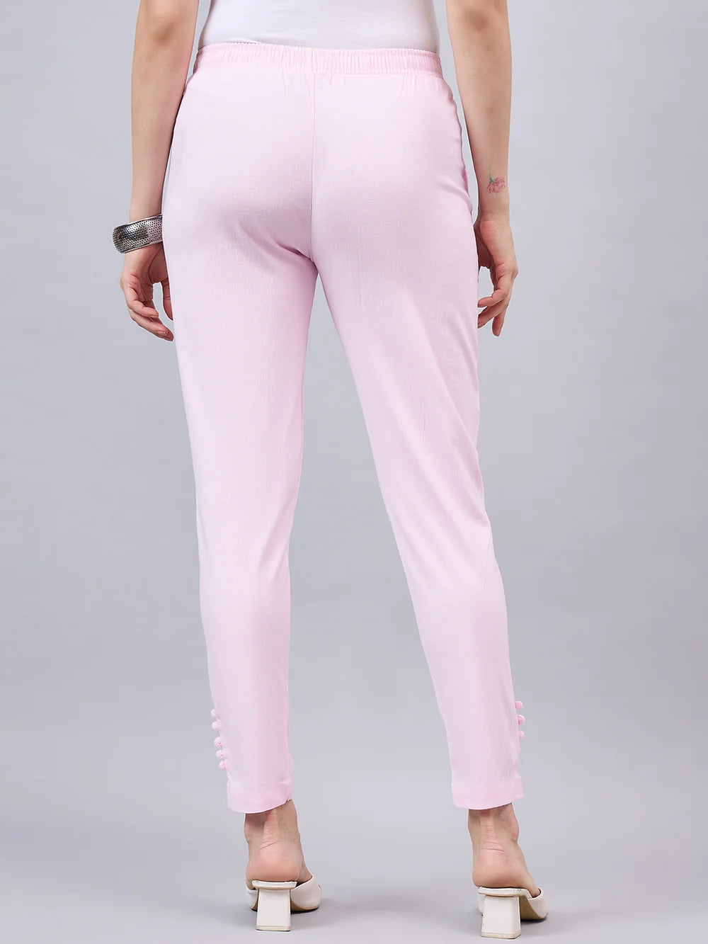 Baby Pink Regular Fit Potli Pants