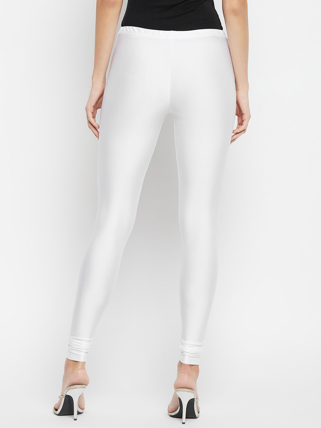 Cream Metallic Leggings - Ankle Length