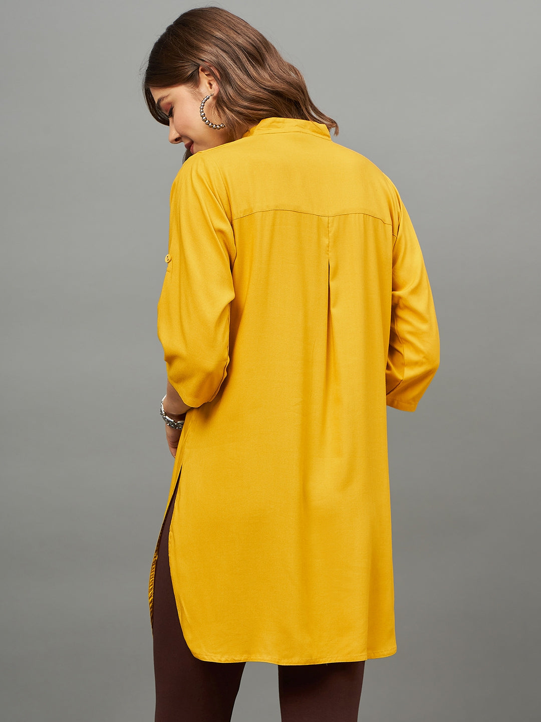 Bottle Green Solid Coloured Short Kurti - 32" Length