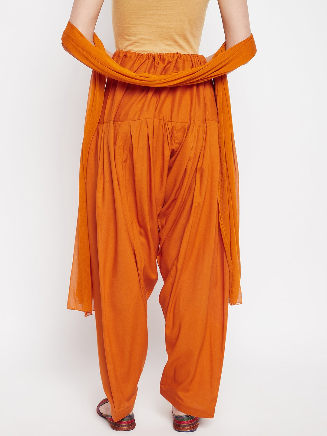Dark Orange Rayon Plain Patiala (No Duppatta )