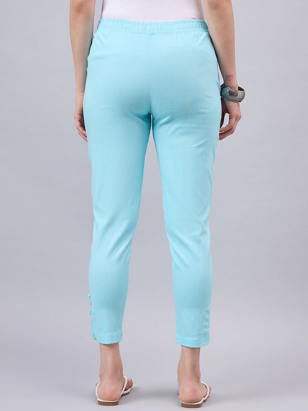 Sky Blue Regular Fit Potli Pants