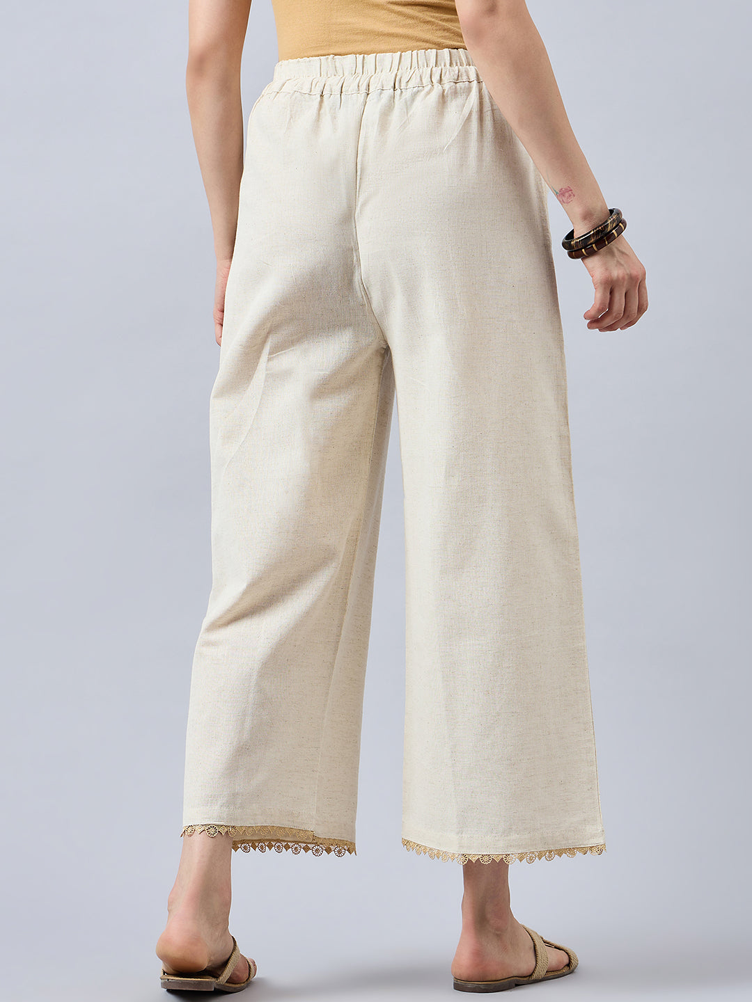 Cotton Palazzo With Skin Lace Detailing