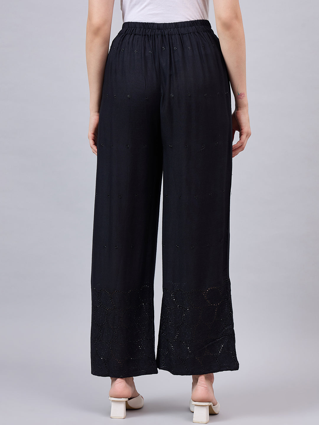 Black Chikankari Palazzos