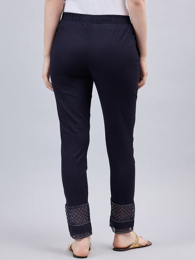 Navy Blue Sequin Lace Pants