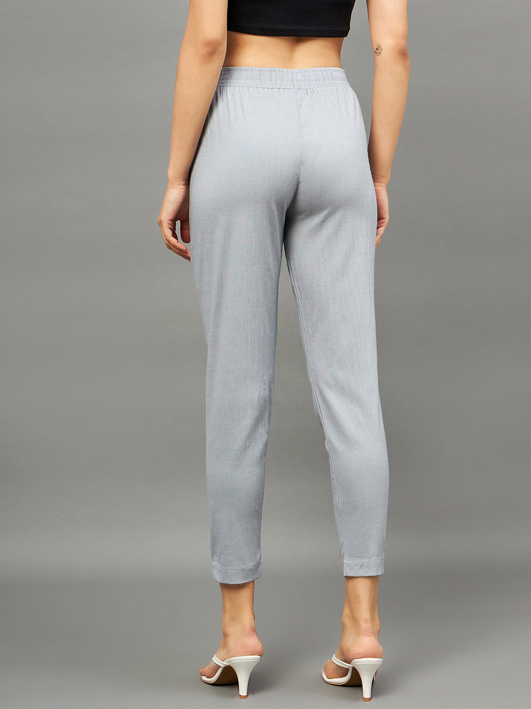 Grey Colour Straight Pant