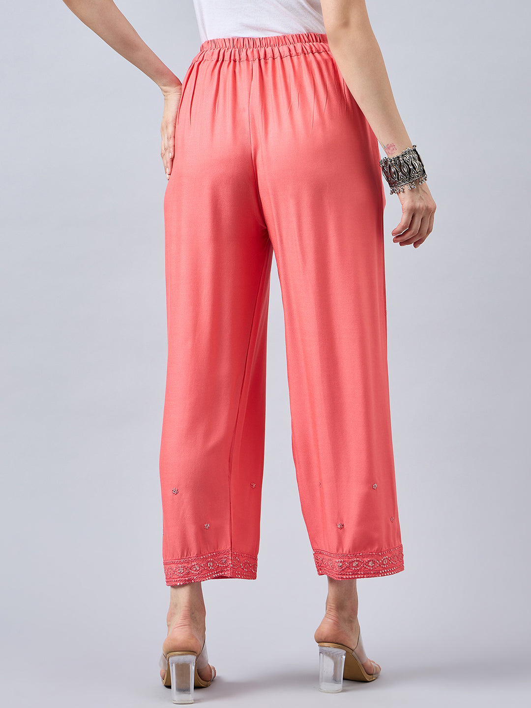 Peach Embellished Palazzo