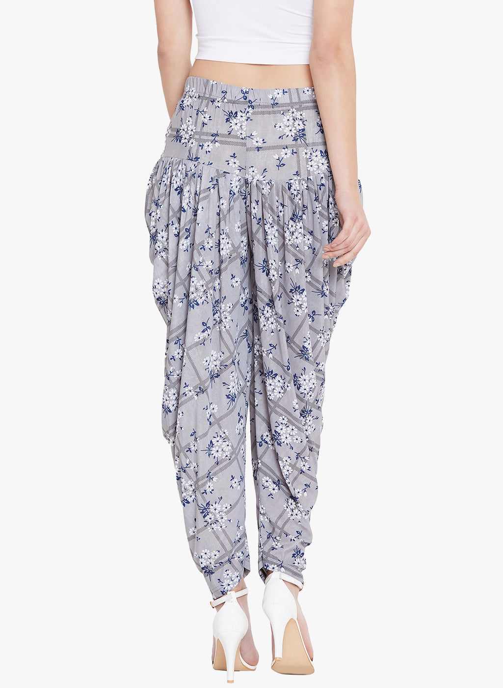 Lilac Floral Printed Dhoti