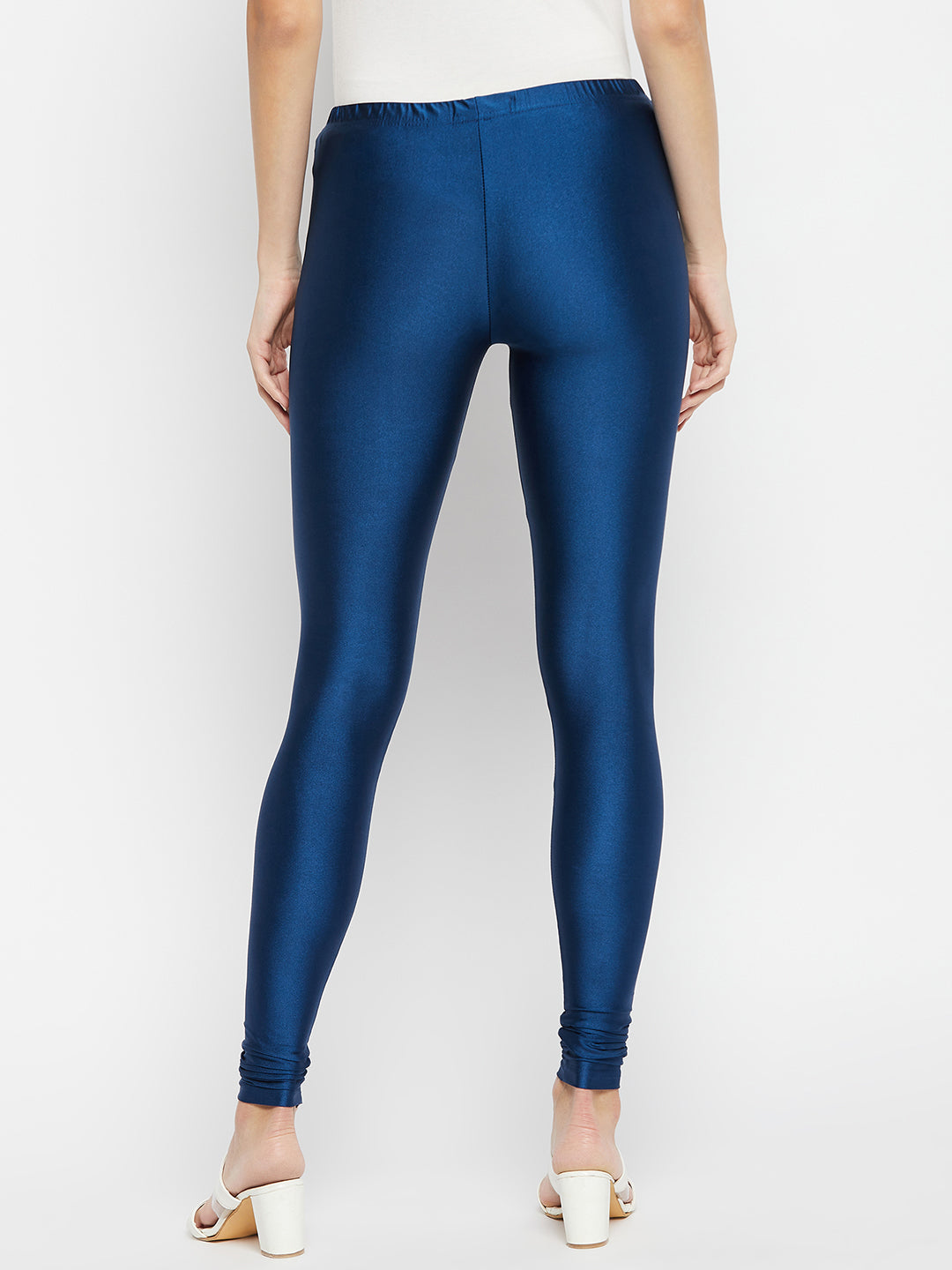 Navy Blue Metallic Leggings - Chudi Length