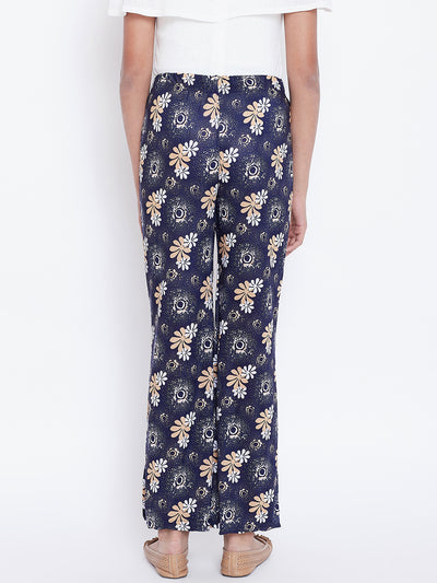 Blue Floral Printed Palazzo