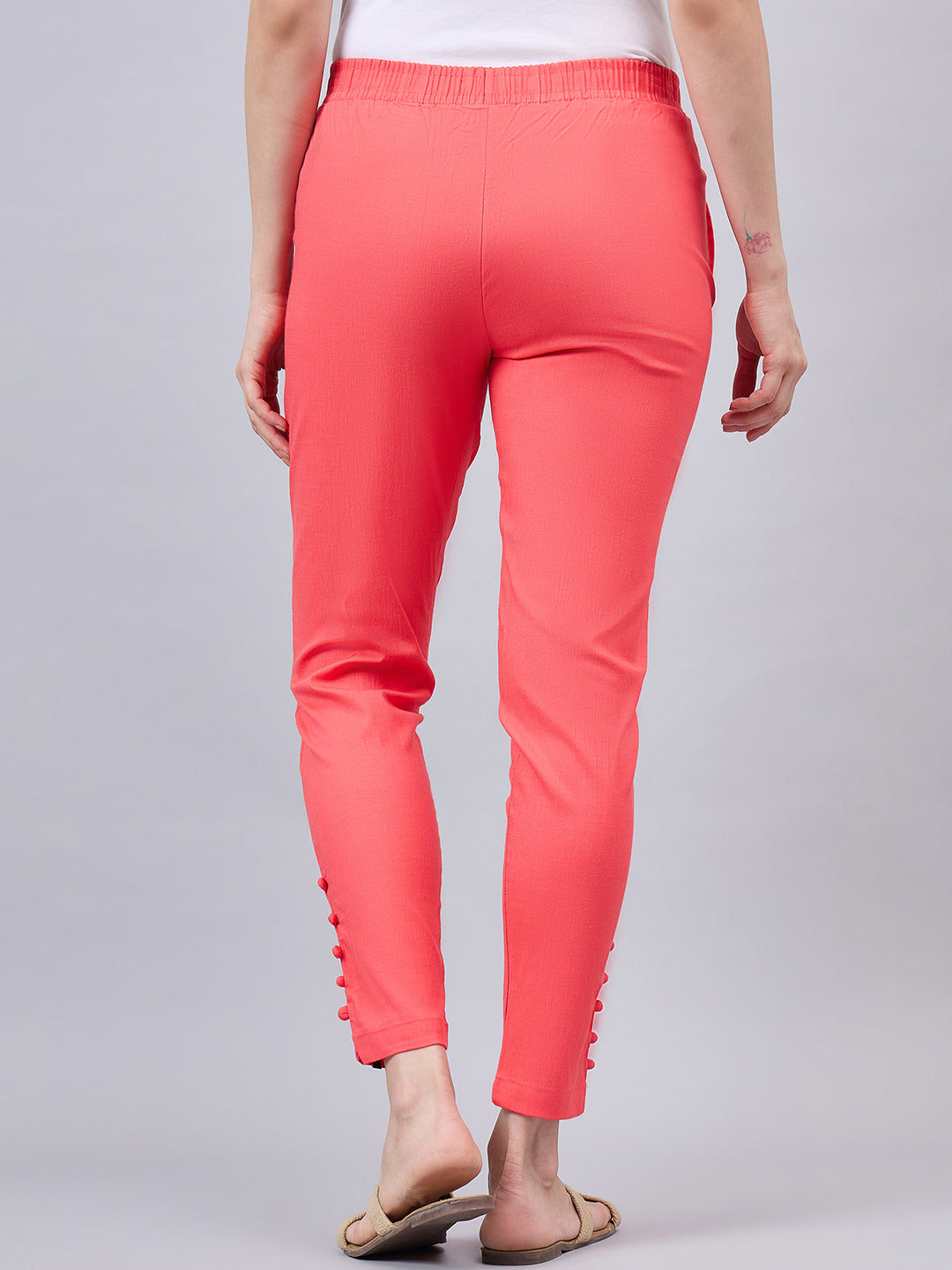 Peach Regular Fit Potli Pants